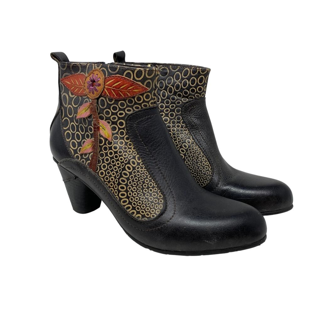 Spring Step L'Artiste Parfum Heeled Ankle Boots Womens Size 38 US 7.5-8 Leather